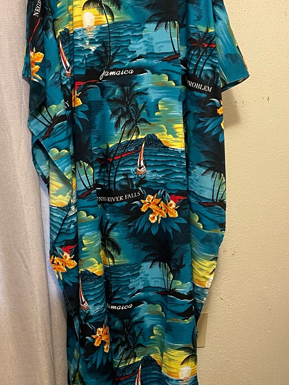 Women’s Teal Tropical Print Bodysuit with Sunset Floral Detail
